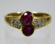 An 18ct gold ruby & diamond ring size P 4.1g