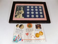 A framed Man In Flight collectable coin set & a £2