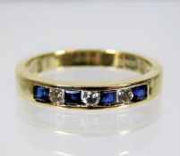 A 14ct gold sapphire & diamond ring size M/N 2.6g