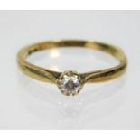 A 9ct gold diamond solitaire ring size L/M 1.4g