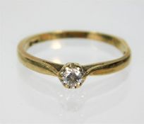 A 9ct gold diamond solitaire ring size L/M 1.4g