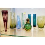 Eight pieces of art glass including Caithness