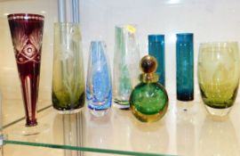 Eight pieces of art glass including Caithness