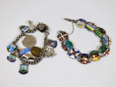 Two silver & white metal charm bracelets
