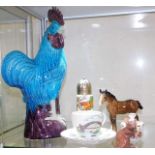 A Chinese ceramic chicken, a Beswick mouse & other