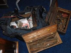 Two tool boxes including old spanners & a bag of m