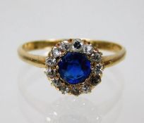 A c.1900 18ct gold ring with platinum mounted diam