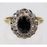 A 9ct gold diamond & sapphire ring size N 3.3g
