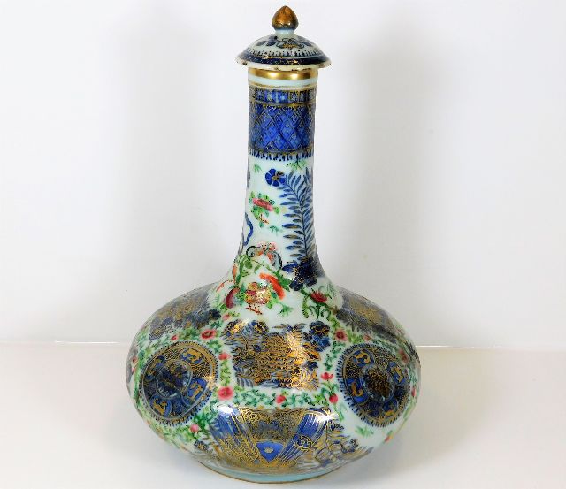 A 19thC. Chinese polychrome porcelain bottle vase