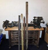 Two Edwardian surveyors tripods & related items. P
