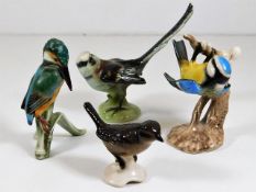 Four Goebel porcelain bird models including kingfi