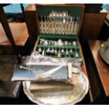 A community plate cutlery set & a quantity of othe
