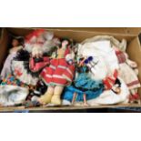 A boxed quantity of various vintage dolls