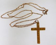 An early 20thC. 9ct rose gold necklace & cross set