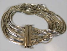A heavy gauge silver mesh strand bracelet