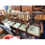 A set of six arts & crafts style oak framed chairs