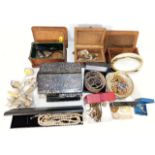 A quantity of costume jewellery items & boxes