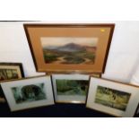 Three William Russell Flint prints & a moorland wa