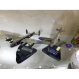 Two diecast WW2 model aircraft, a Lancaster bomber