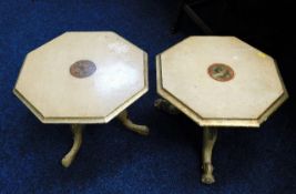 A pair of vintage shabby chic style occasional tab