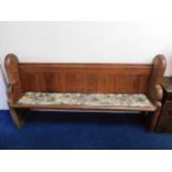 A 19thC. pitch pine former church pew, 6ft long