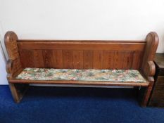 A 19thC. pitch pine former church pew, 6ft long