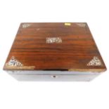 An Anglo Indian rosewood sewing box, some faults t