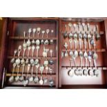 Two cases of silver plated collectors spoons
