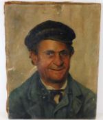 An unframed 19thC. oil on canvas of sailor 18in x