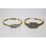 A small 18ct gold trilogy ring with platinum set d