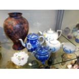A Wedgwood commemorative tea set, a Candy vase, a