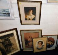 Four watercolour portraits of women twinned with a