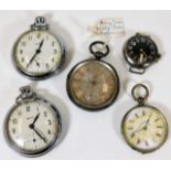 Four pocket watches including silver twinned with