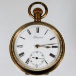 A Prescot gold plated pocket watch, not running