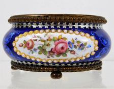 A 19thC. gilt mounted hand decorated enamelled sal