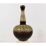 A Doulton stoneware vase of brown & turquoise colo