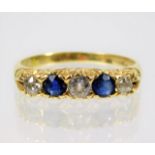 A Victorian 18ct gold diamond & sapphire ring with approx. 0.4ct diamond 2.8g size M