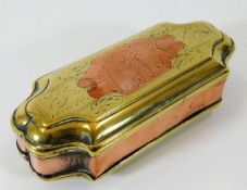 An 18thC. Dutch brass & copper tobacco box 5.25in