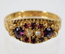 A c.1900 Chester hallmarked 15ct gold ring with ca