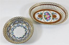 Two well decorated Dresden porcelain reticulated b