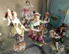A Vienna porcelain figure group & other continental porcelain items with faults