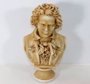 A ceramic bust of Beethoven 11.25in high