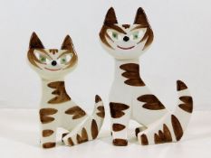 Two unusual 1930's Sylvac pottery cat figures, tal