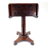 A 19thC. mahogany work table with two drawers