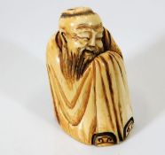 A c.1900 carved ivory Oriental man
