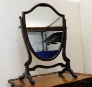 A 19thC. mahogany shield shaped dressing table mir