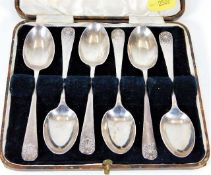 A boxed set of James Dixon & Sons silver tea spoon