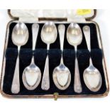 A boxed set of James Dixon & Sons silver tea spoon