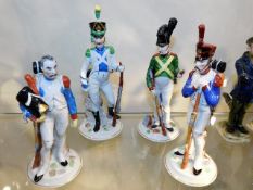 Four Naples porcelain soldier figures approx. 7.75