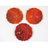 Three carved Chinese carnelian amulets approx. 55m